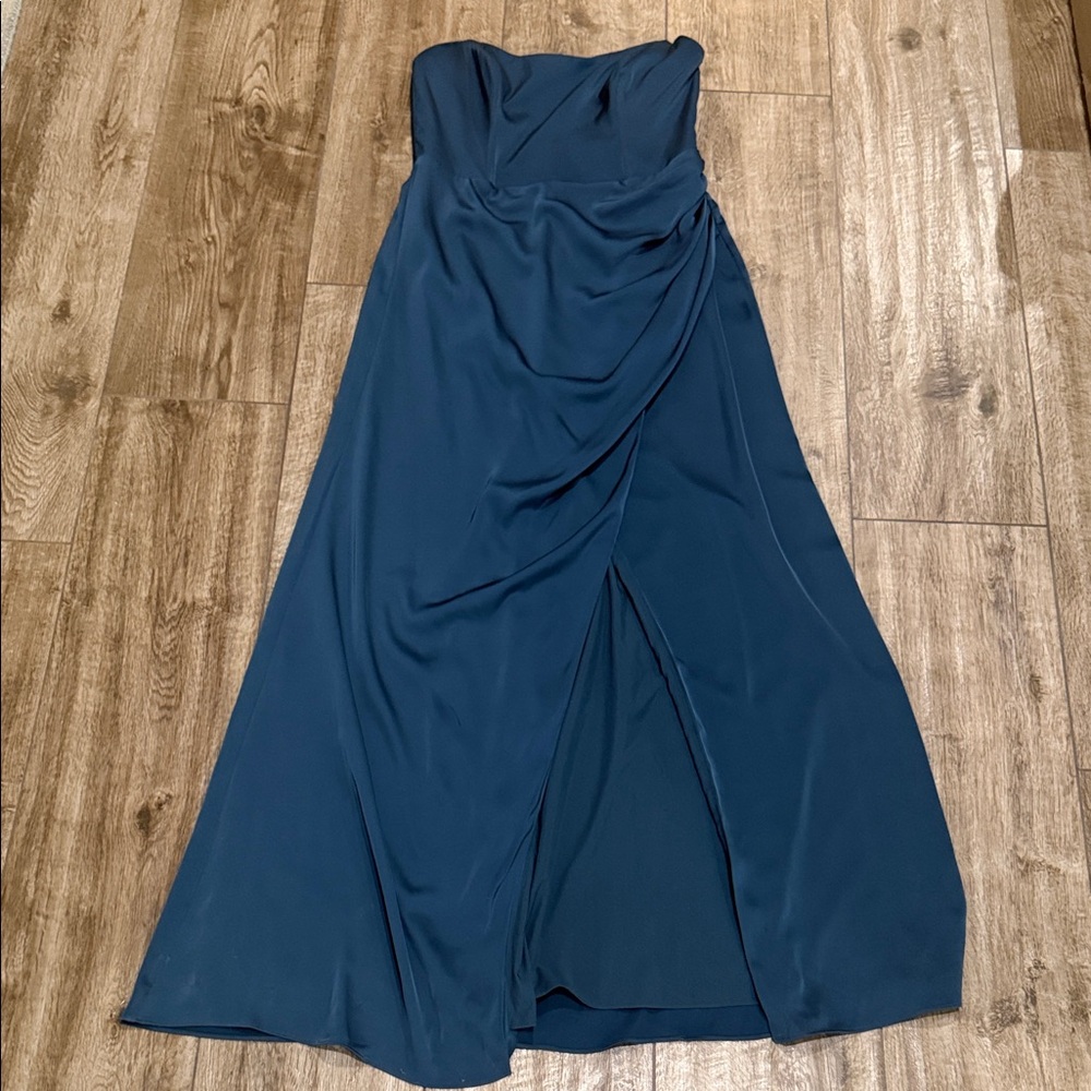 Birds Grey Anne Dress Dark Teal Strapless Bridesmaid Dress Sz Lg - Picture 3 of 8